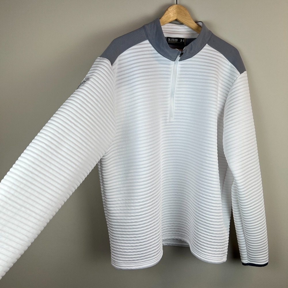 Under Armour Golf 1/4 Zip Pullover Mens 2XL White Cold Gear Loose Ribbed Active - Picture 16 of 16